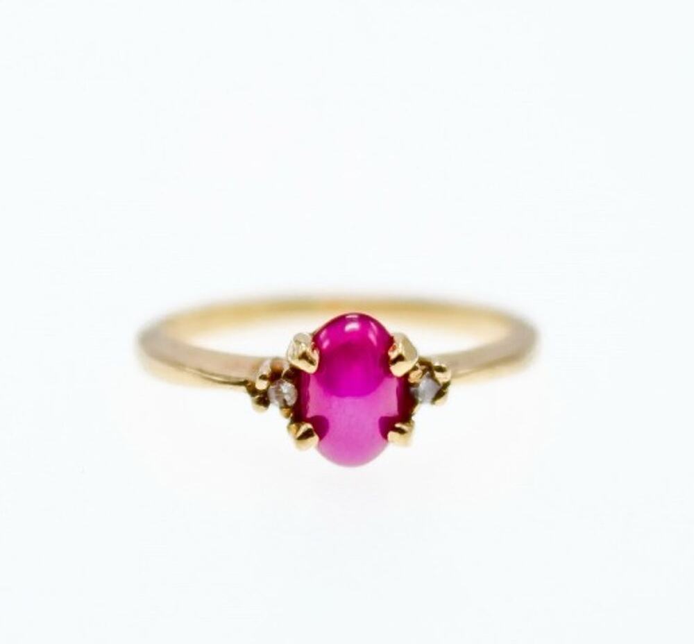 10K Yellow Gold Star Sapphire & Diamonds Ring Size 5.5